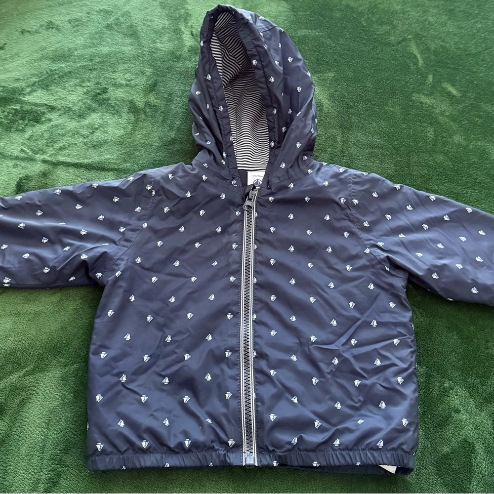 Petit Bateau Navy Hooded Jacket with Pattern